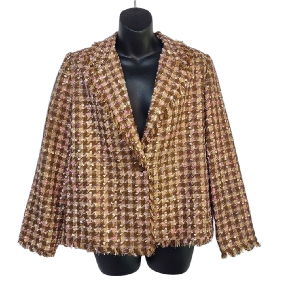 Breckenridge Women's Multi Colors Fringe Trimmed  Tweet Blazer Size 10P